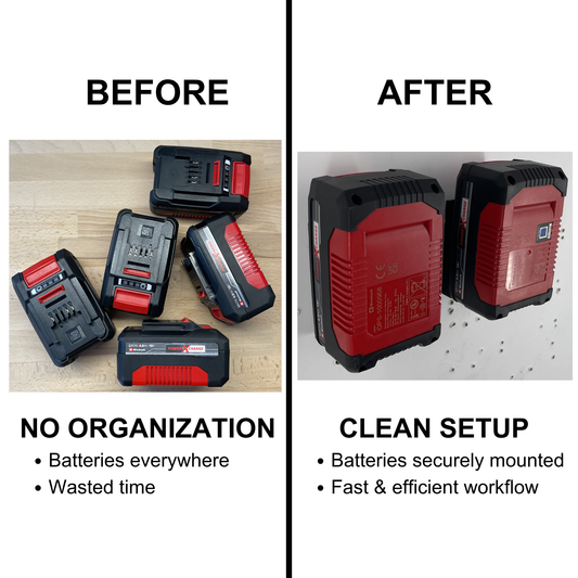 KIBERG Wandhalterung für Einhell 18V Power X-Change | Klick-Verschluss | Akku-Organizer