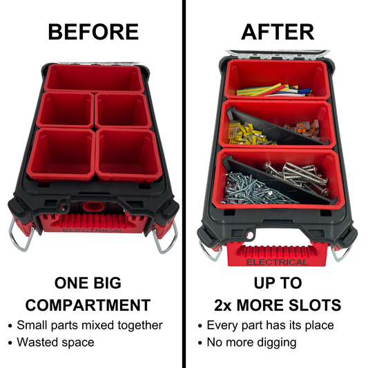 KIBERG Trennwand für Milwaukee Packout Organizer | volle Höhe | 2er Set für sortierte Kleinteile