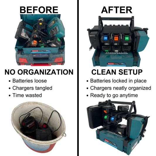 Makita Akku- & Ladegerät-Tragesystem (bis zu 18 Akkus) – Makpac kompatibel