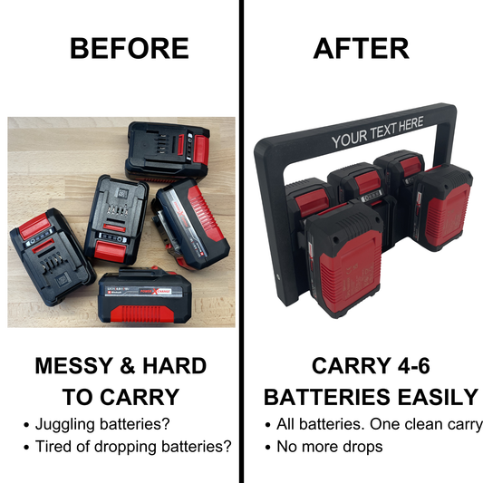 Personalisierter KIBERG Akkuträger für Einhell 18V Power X-Change | Wunschtext Gravur | Geschenk Handwerker