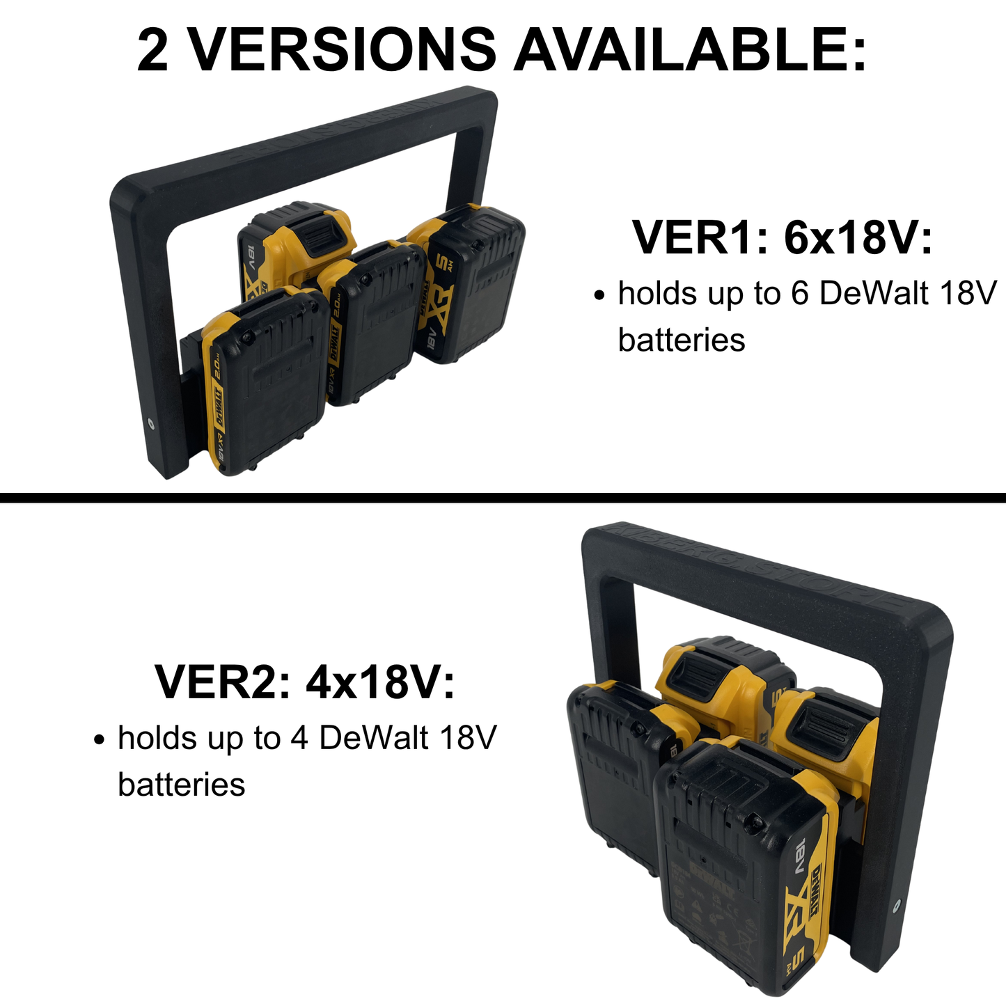KIBERG Akkuträger für DeWalt 18V | Batteriehalter mit Tragegriff | 4 oder 6 Akkus | Werkstatt & Baustelle