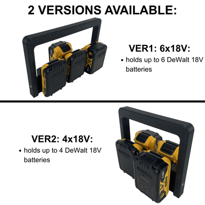 KIBERG Akkuträger für DeWalt 18V | Batteriehalter mit Tragegriff | 4 oder 6 Akkus | Werkstatt & Baustelle