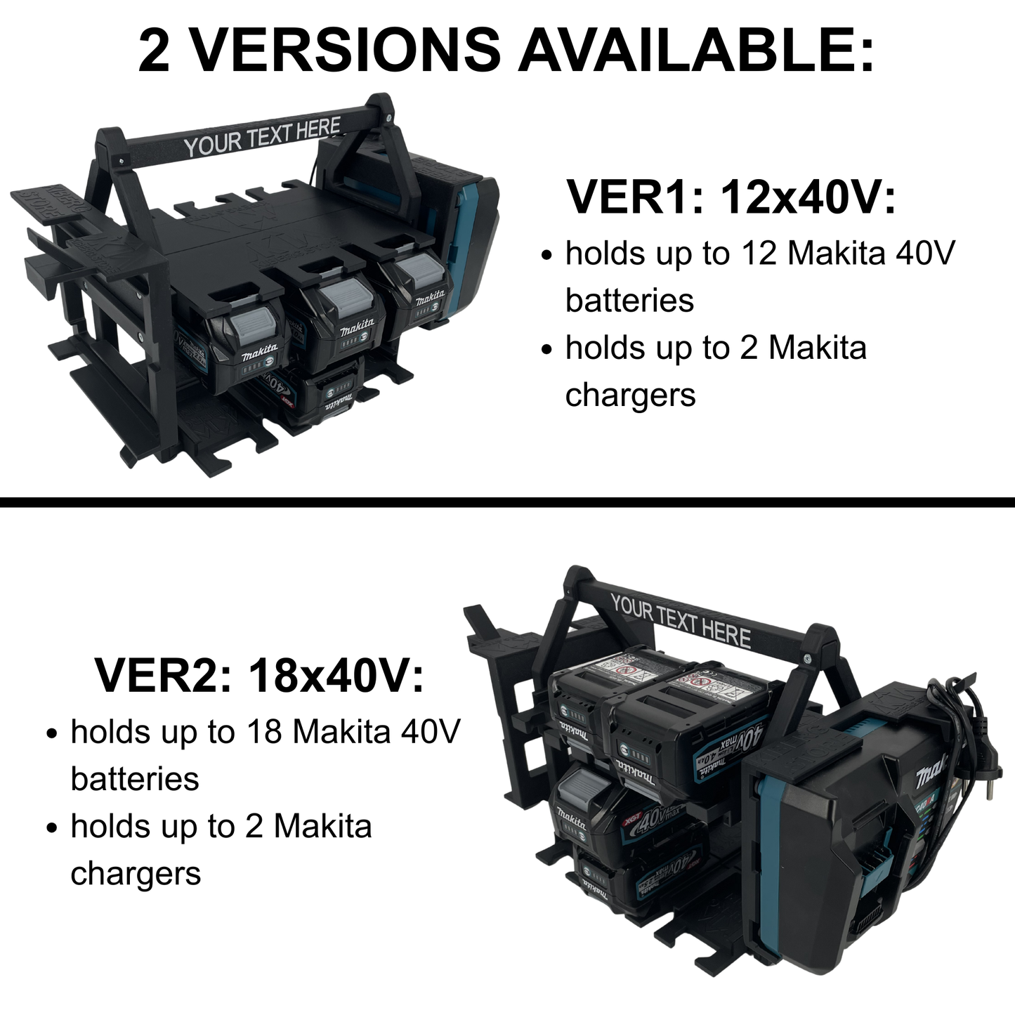 Personalisiertes Makita 40V Akku- & Ladegerät-Tragesystem (bis zu 18 Akkus)