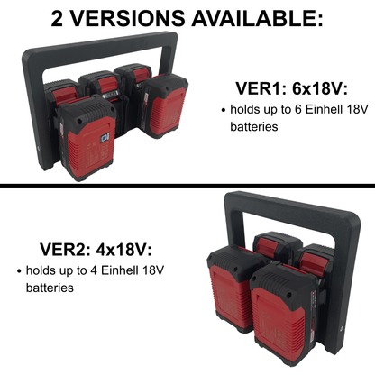 KIBERG Akkuträger für Einhell 18V Power X-Change | Batteriehalter Tragegriff | 4 oder 6 Akkus | Werkstatt Ordnung
