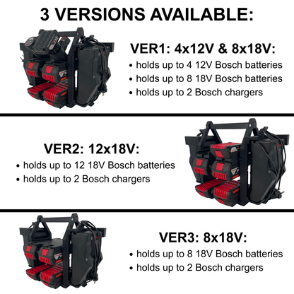 Bosch Akku- & Ladegerät-Tragesystem – Tragbarer Organizer für bis zu 12 Akkus (12V & 18V)