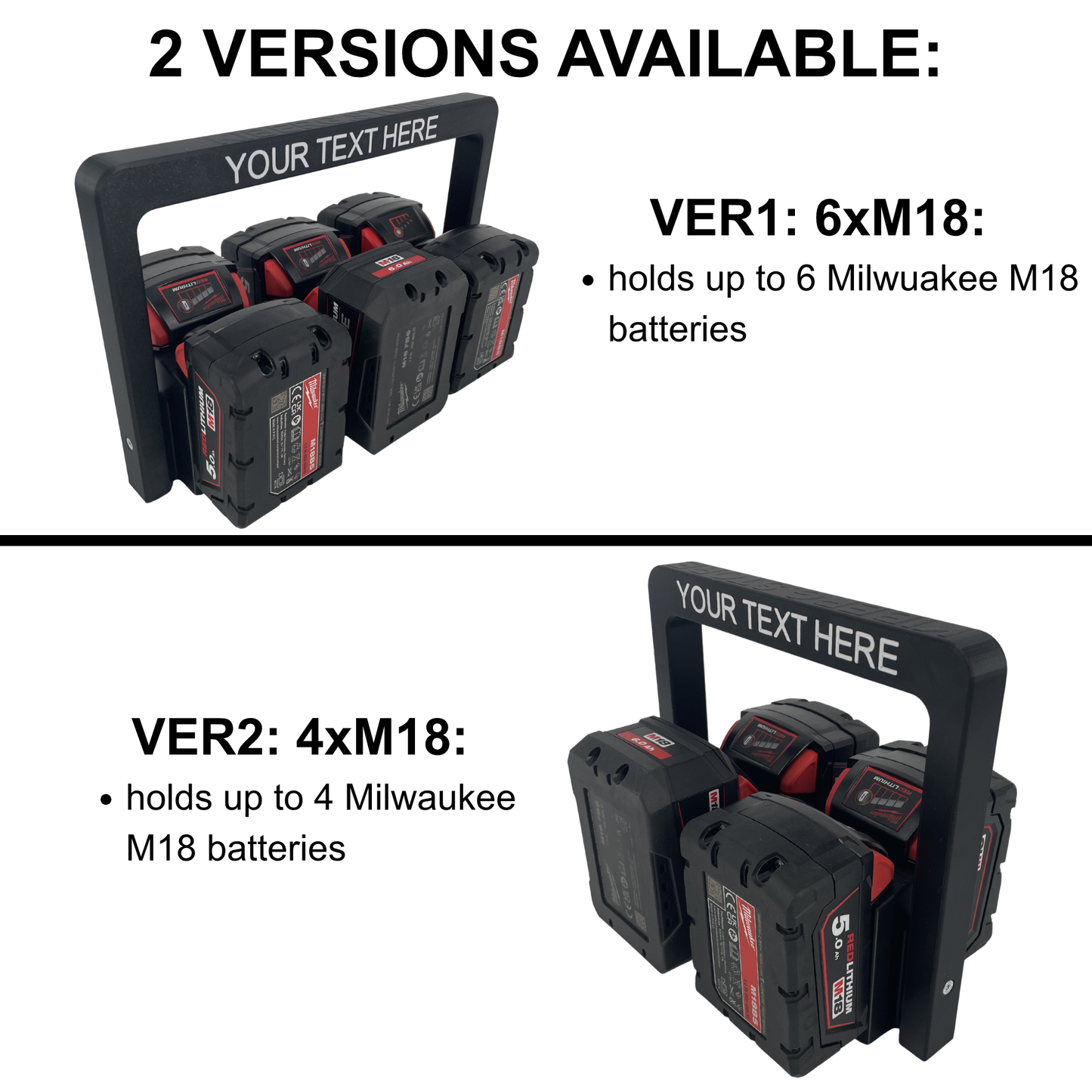 Personalisierter KIBERG Akkuträger für Milwaukee M18 | Wunschtext Gravur | 4 oder 6 Akkus | Geschenk Handwerker