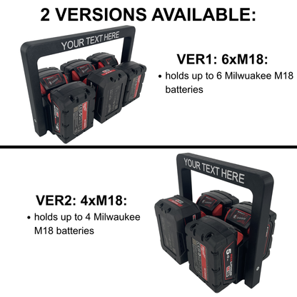 Personalisierter KIBERG Akkuträger für Milwaukee M18 | Wunschtext Gravur | 4 oder 6 Akkus | Geschenk Handwerker