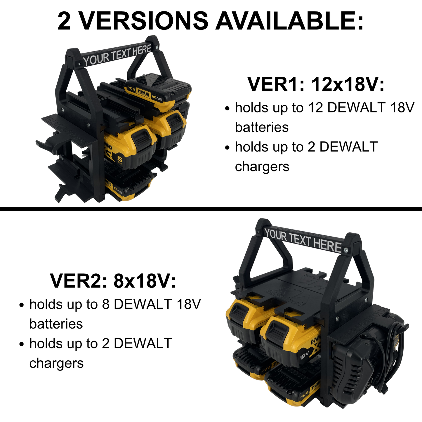 Personalisiertes DEWALT Akku- & Ladegerät-Tragesystem (bis zu 12 18V Akkus)