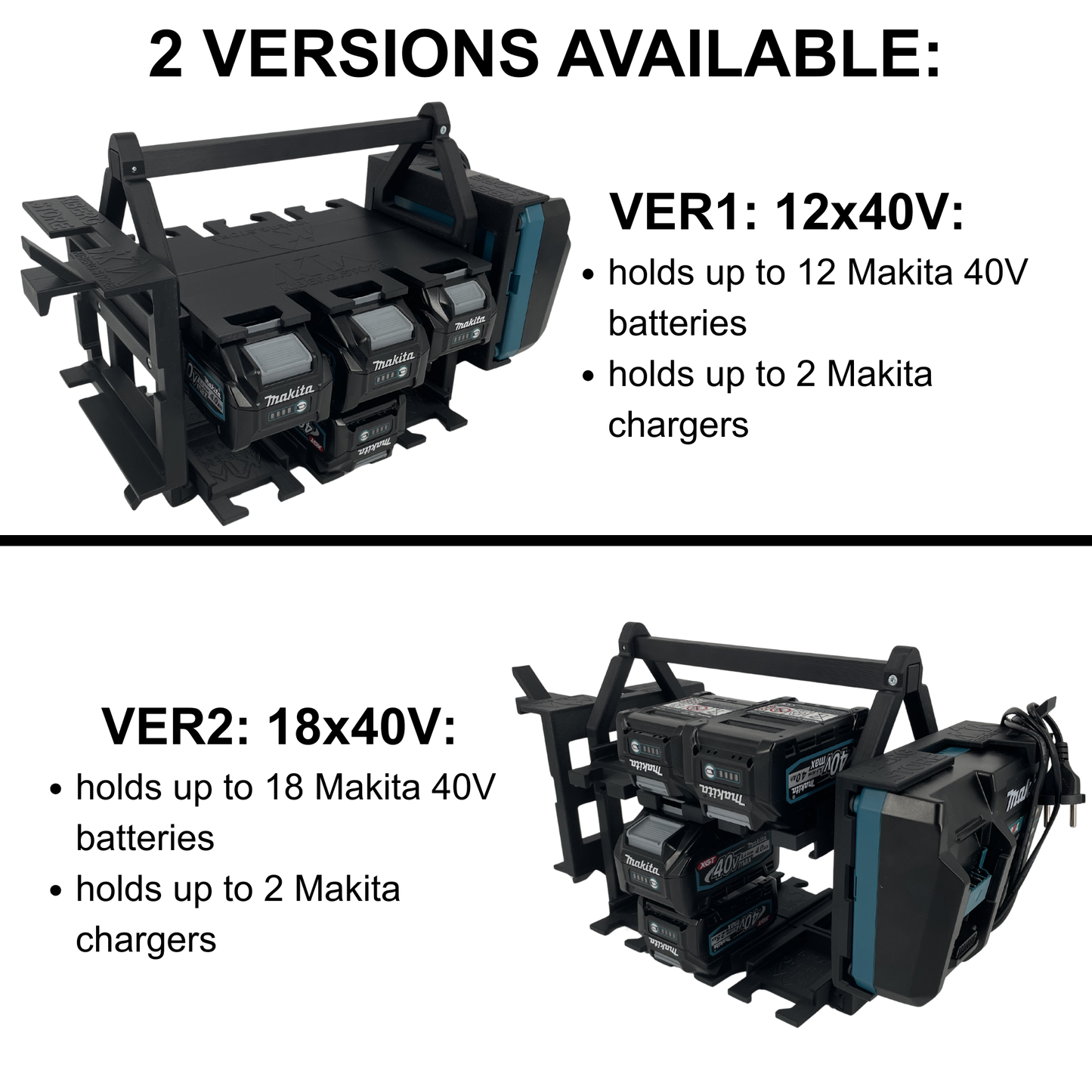 Makita 40V Akku- & Ladegerät-Tragesystem (bis zu 18 Akkus)