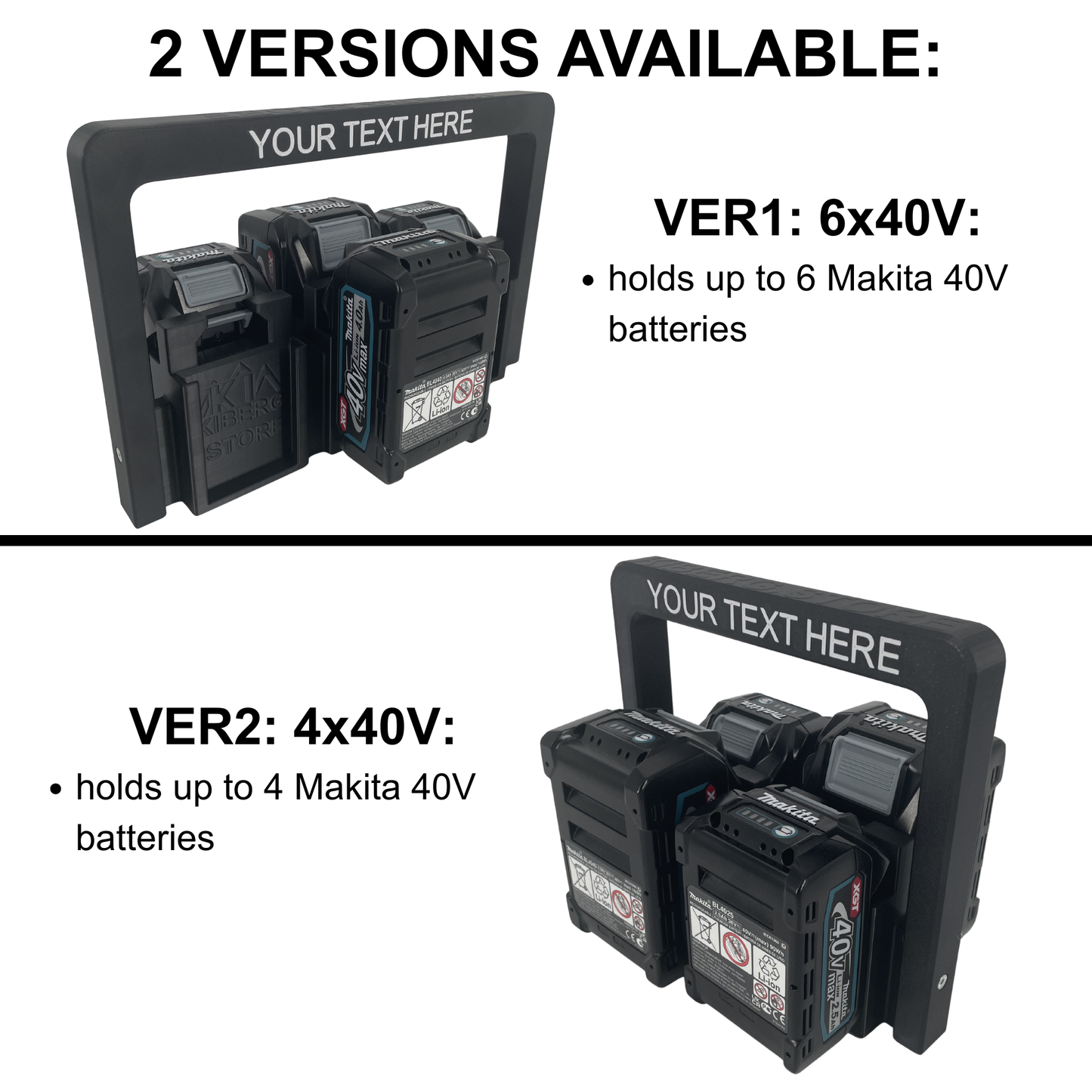 Personalisierter KIBERG Akkuträger für Makita 40V XGT | Wunschtext Gravur | 4 oder 6 Akkus | Geschenk