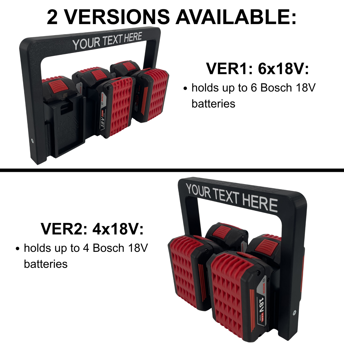 Personalisierter KIBERG Akkuträger für Bosch 18V | Wunschtext Gravur | 4 oder 6 Akkus | Geschenk Handwerker
