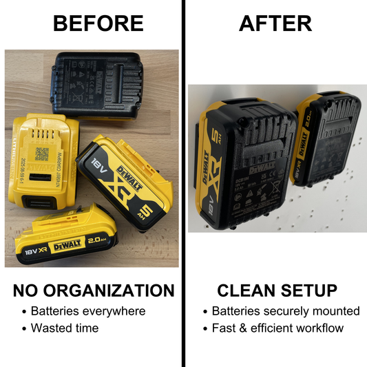 KIBERG Akku-Wandhalterung für DeWalt 18V | Click-In System | Werkstatt & Transporter