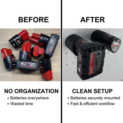 Akku-Wandhalterung für Milwaukee M12 | Click-in-System | Werkstatt & Transporter