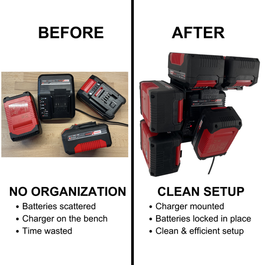 Einhell Power X-Charger 3A Wandhalterung mit Akkuhalter (2 oder 4 Akkus)