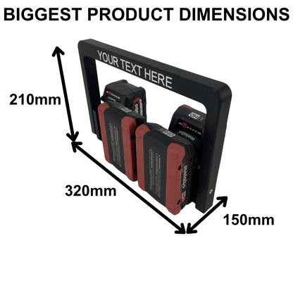 Personalisierter KIBERG Akkuträger für Metabo 18V | bis 6 LiHD & Li-Power Akkus | Slide-In | Made in Austria | dein Wunschtext