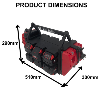 Personalisiertes Milwaukee Akku- & Ladegerät-Tragesystem (hält bis zu 18 M18 & M12 Akkus) - Packout Kompatibel