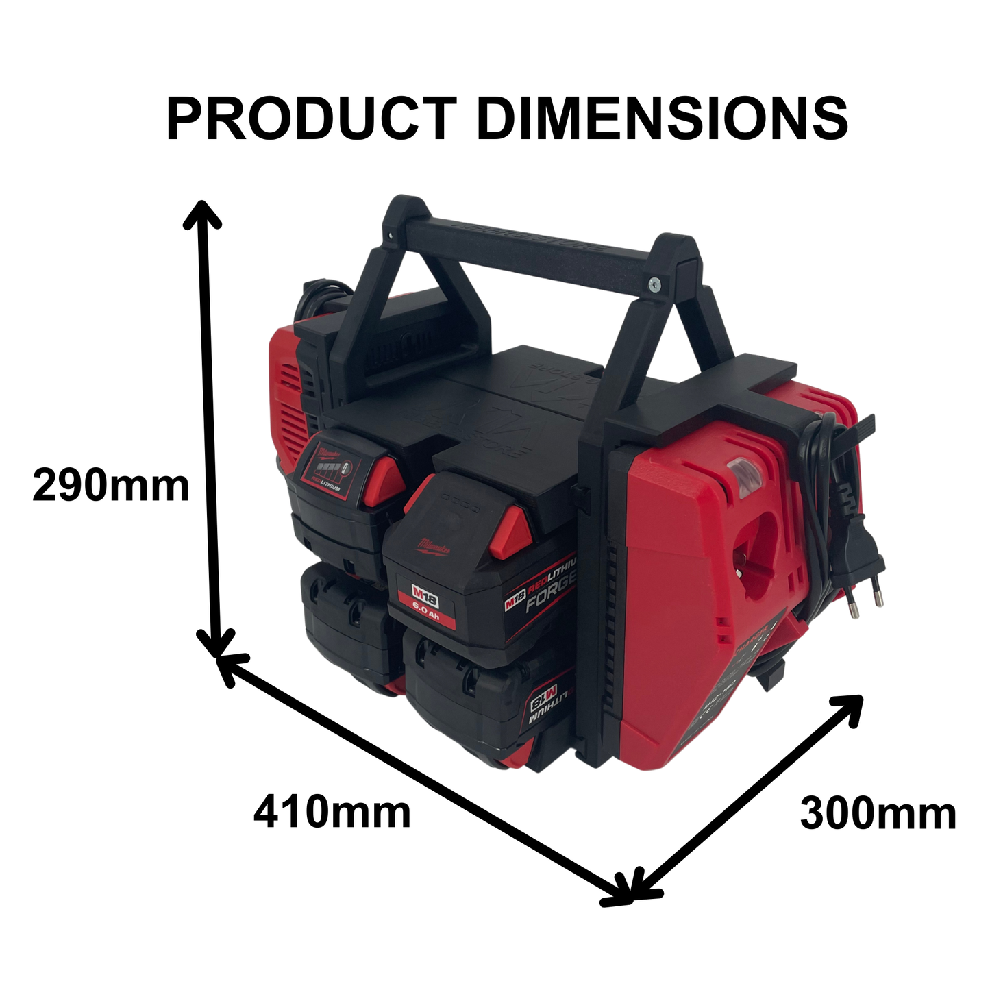 Milwaukee Battery & Charger Carry System for Packout | Holds up to 12 Batteries | Organizer for M18 and M12 Chargers