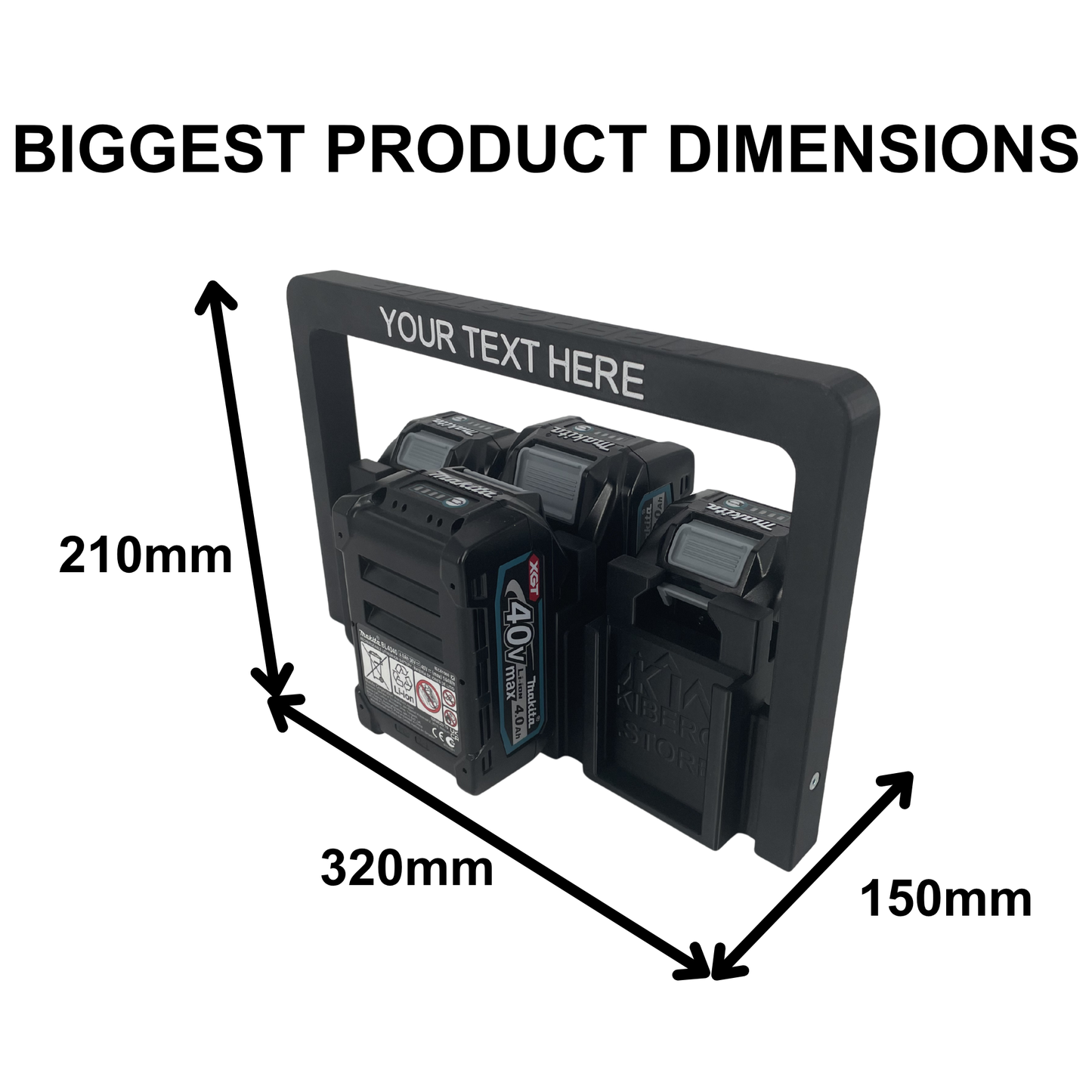 Personalisierter KIBERG Akkuträger für Makita 40V XGT | Wunschtext Gravur | 4 oder 6 Akkus | Geschenk