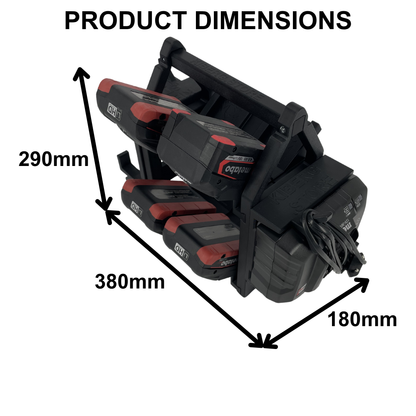 KIBERG Akkuträger für Metabo 18V | Platz für 8 Akkus & 2 ASC 55 Ladegeräte | mobil & wandmontierbar | aus Österreich