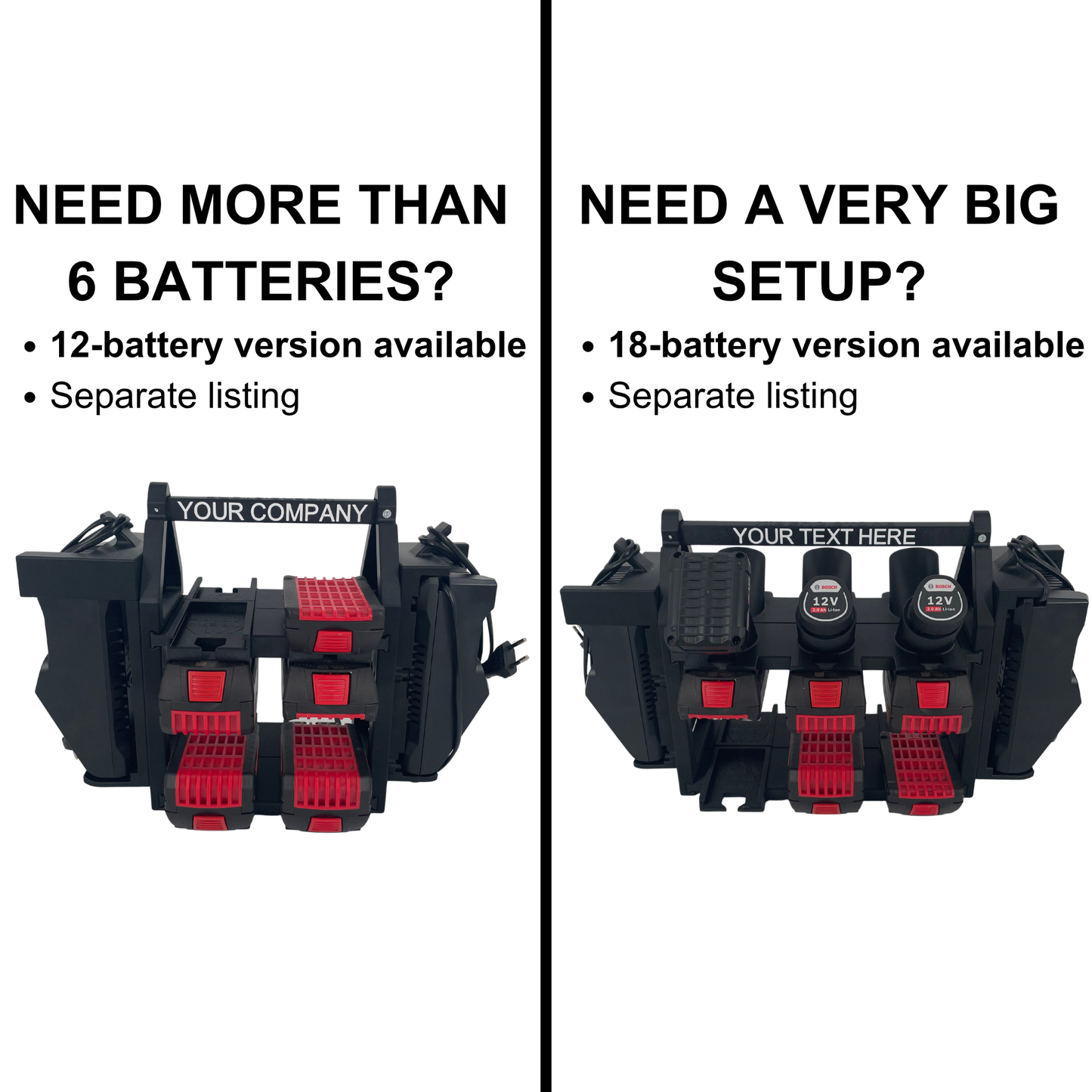 KIBERG Akkuträger für Bosch 18V & 12V | Batteriehalter Tragegriff | 4 oder 6 Akkus | Werkstatt Baustelle