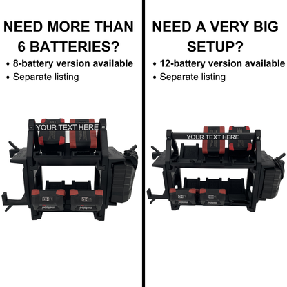 Personalisierter KIBERG Akkuträger für Metabo 18V | bis 6 LiHD & Li-Power Akkus | Slide-In | Made in Austria | dein Wunschtext
