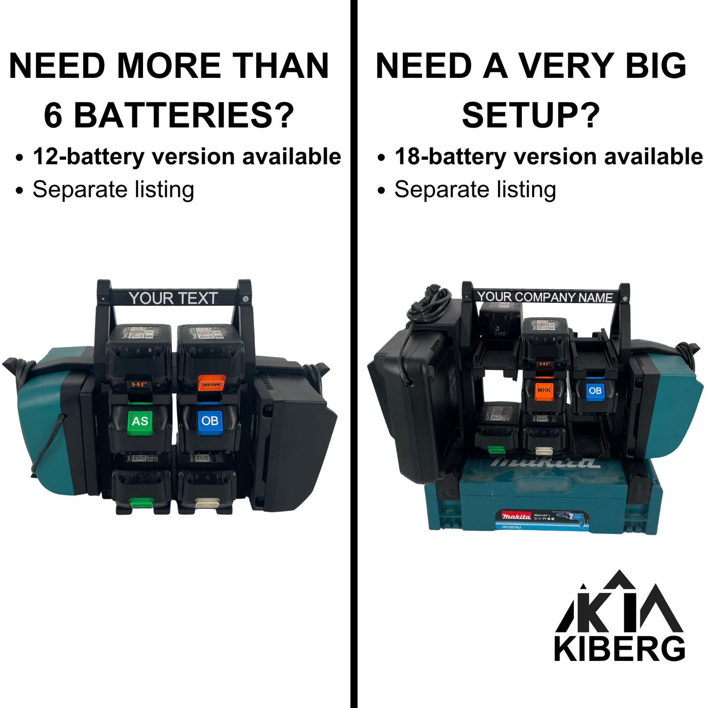 Personalisierter KIBERG Akkuträger für Makita 18V LXT | Wunschtext Gravur | 4 oder 6 Akkus | Geschenk