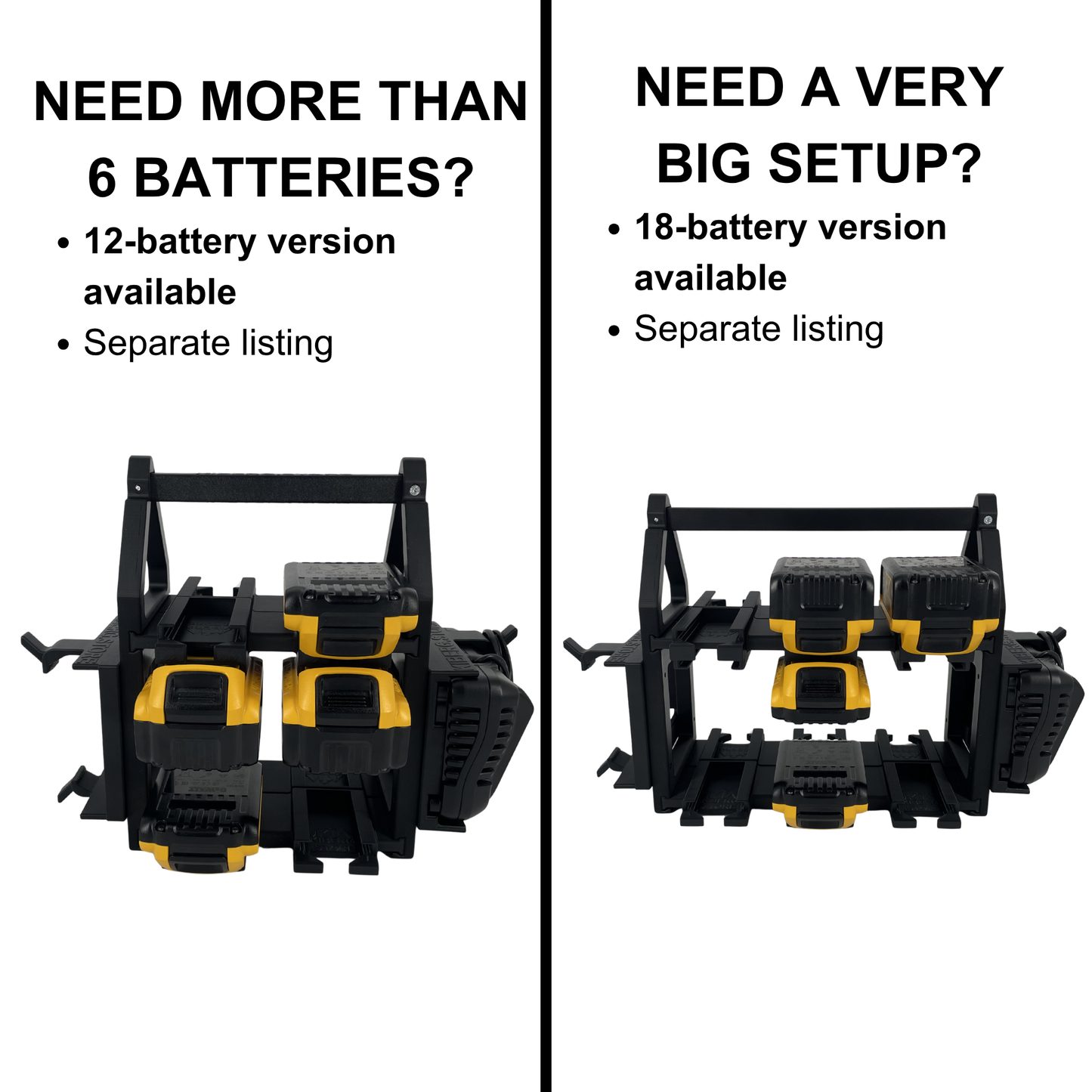 KIBERG Akkuträger für DeWalt 18V | Batteriehalter mit Tragegriff | 4 oder 6 Akkus | Werkstatt & Baustelle