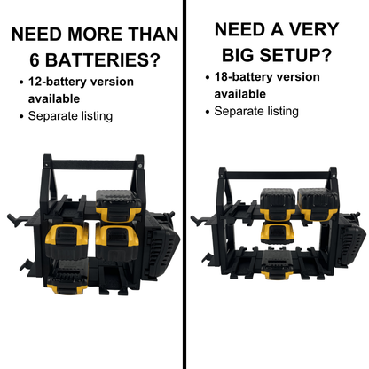 KIBERG Akkuträger für DeWalt 18V | Batteriehalter mit Tragegriff | 4 oder 6 Akkus | Werkstatt & Baustelle