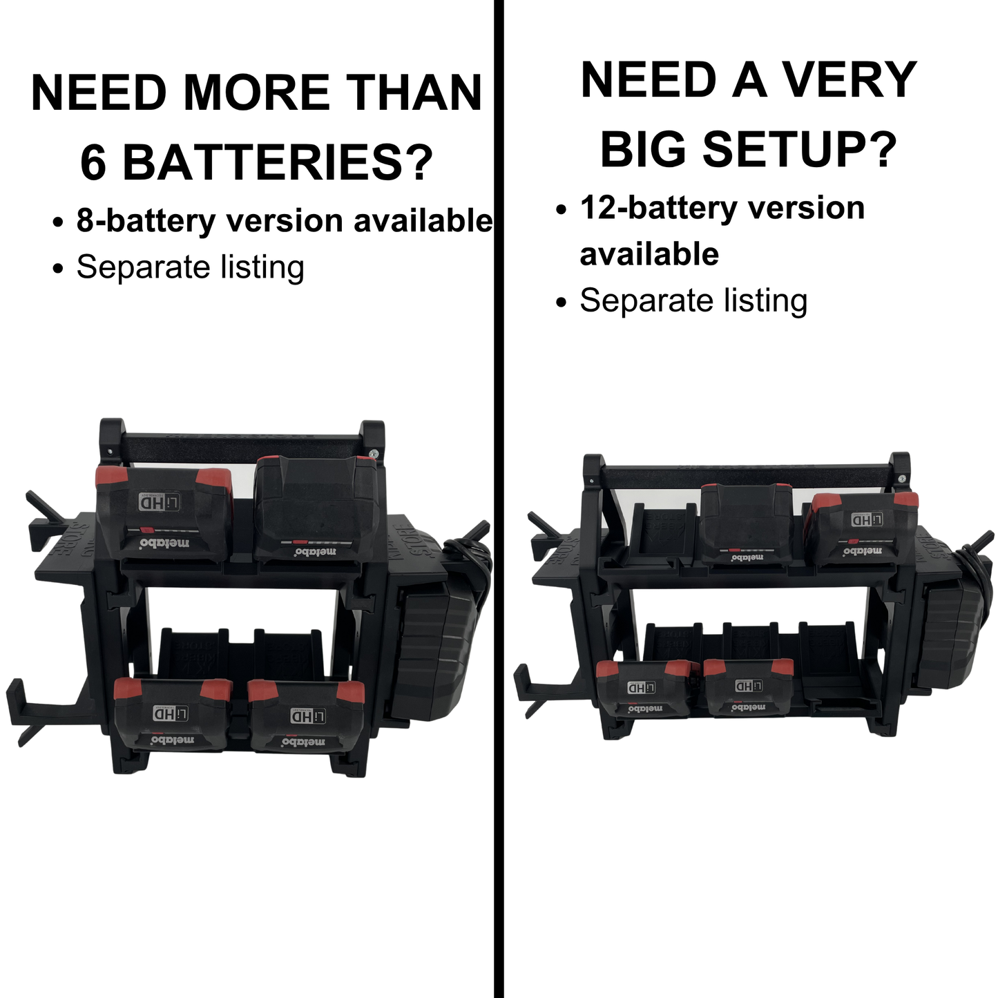 KIBERG Akkuträger für Metabo 18V | Bis zu 6 Akkus tragen | Slide-In System ohne Knopf | Werkstatt & Baustelle | 4er und 6er Version