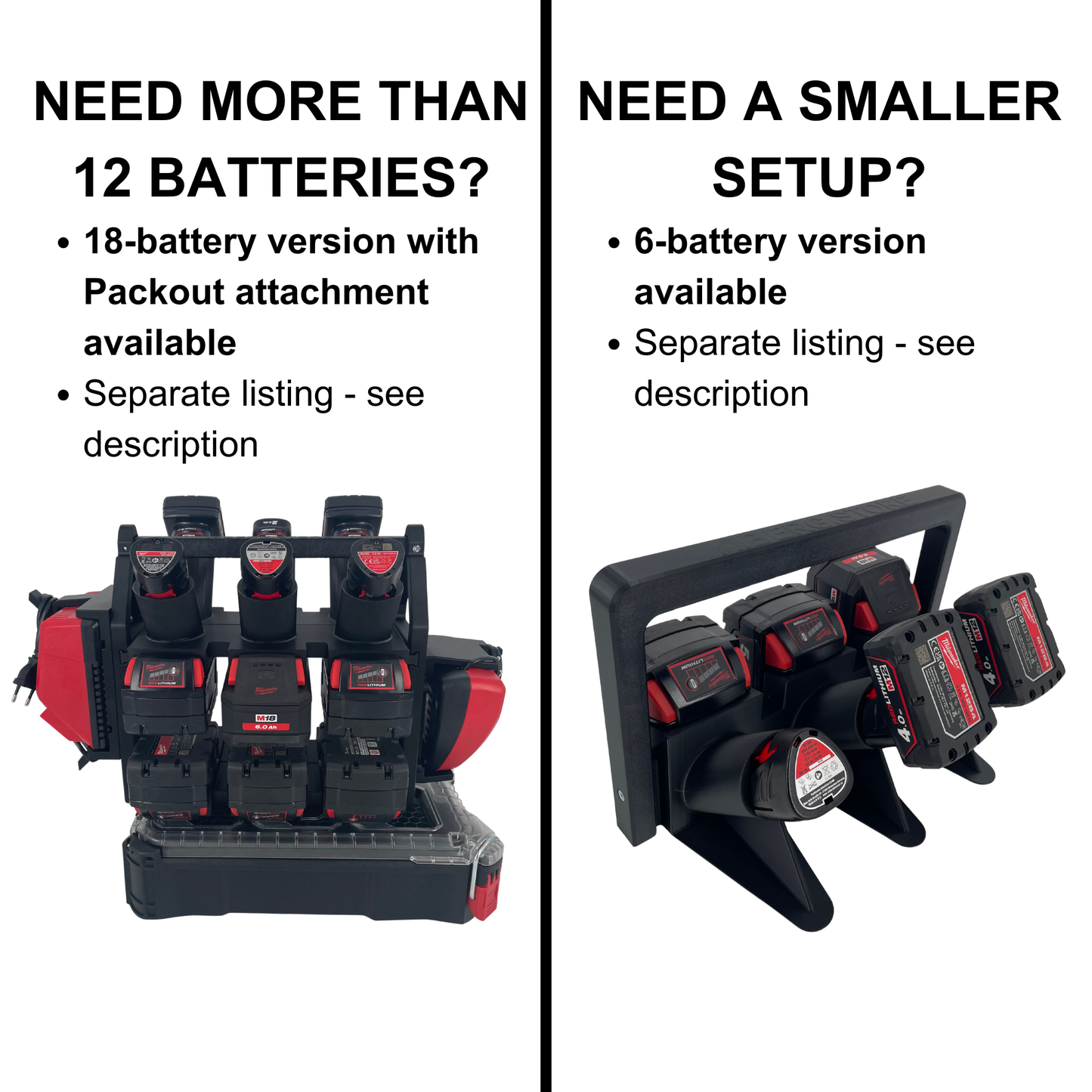 Personalisiertes Milwaukee Akku- & Ladegerät-Tragesystem (hält bis zu 12 M18 & M12 Akkus) - Packout Kompatibel
