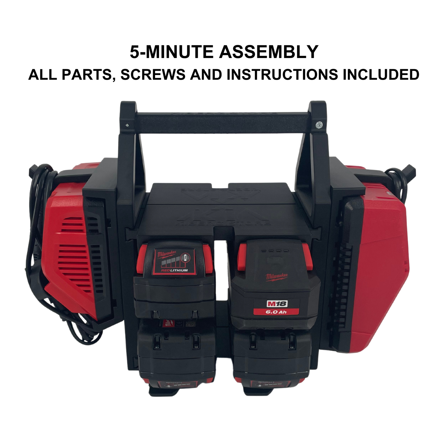 Milwaukee Battery & Charger Carry System for Packout | Holds up to 12 Batteries | Organizer for M18 and M12 Chargers