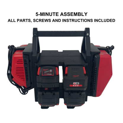 Milwaukee Battery & Charger Carry System for Packout | Holds up to 12 Batteries | Organizer for M18 and M12 Chargers