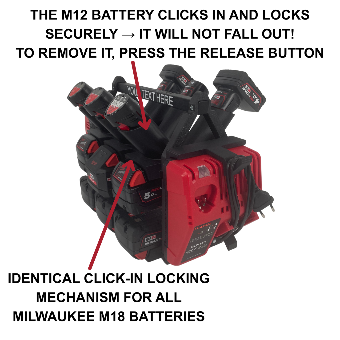 Personalisiertes Milwaukee Akku- & Ladegerät-Tragesystem (hält bis zu 18 M18 & M12 Akkus) - Packout Kompatibel