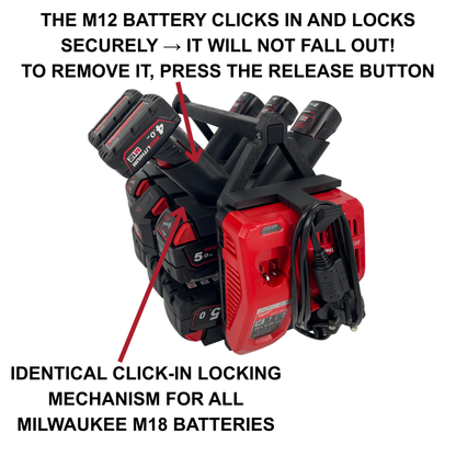 Milwaukee Akku- & Ladegerät-Tragesystem für Packout – Organizer für bis zu 18 M18 & M12 Akkus