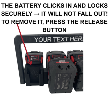 Personalisierter KIBERG Akkuträger für Milwaukee M18 | Wunschtext Gravur | 4 oder 6 Akkus | Geschenk Handwerker