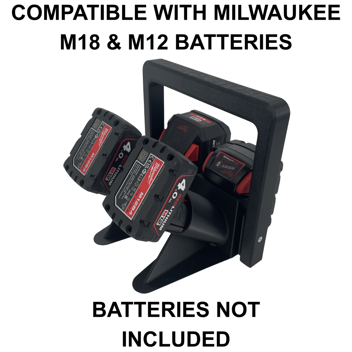 KIBERG Akkuträger für Milwaukee M18 & M12 | Batteriehalter Tragegriff | 4 oder 6 Akkus | Werkstatt Ordnung