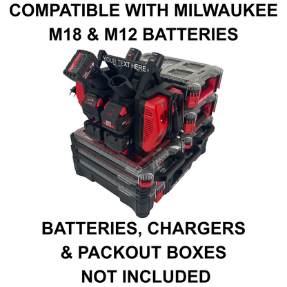 Personalisiertes Milwaukee Akku- & Ladegerät-Tragesystem (hält bis zu 12 M18 & M12 Akkus) - Packout Kompatibel