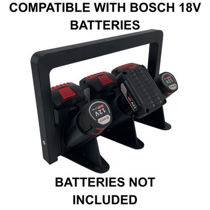 KIBERG Akkuträger für Bosch 18V & 12V | Batteriehalter Tragegriff | 4 oder 6 Akkus | Werkstatt Baustelle