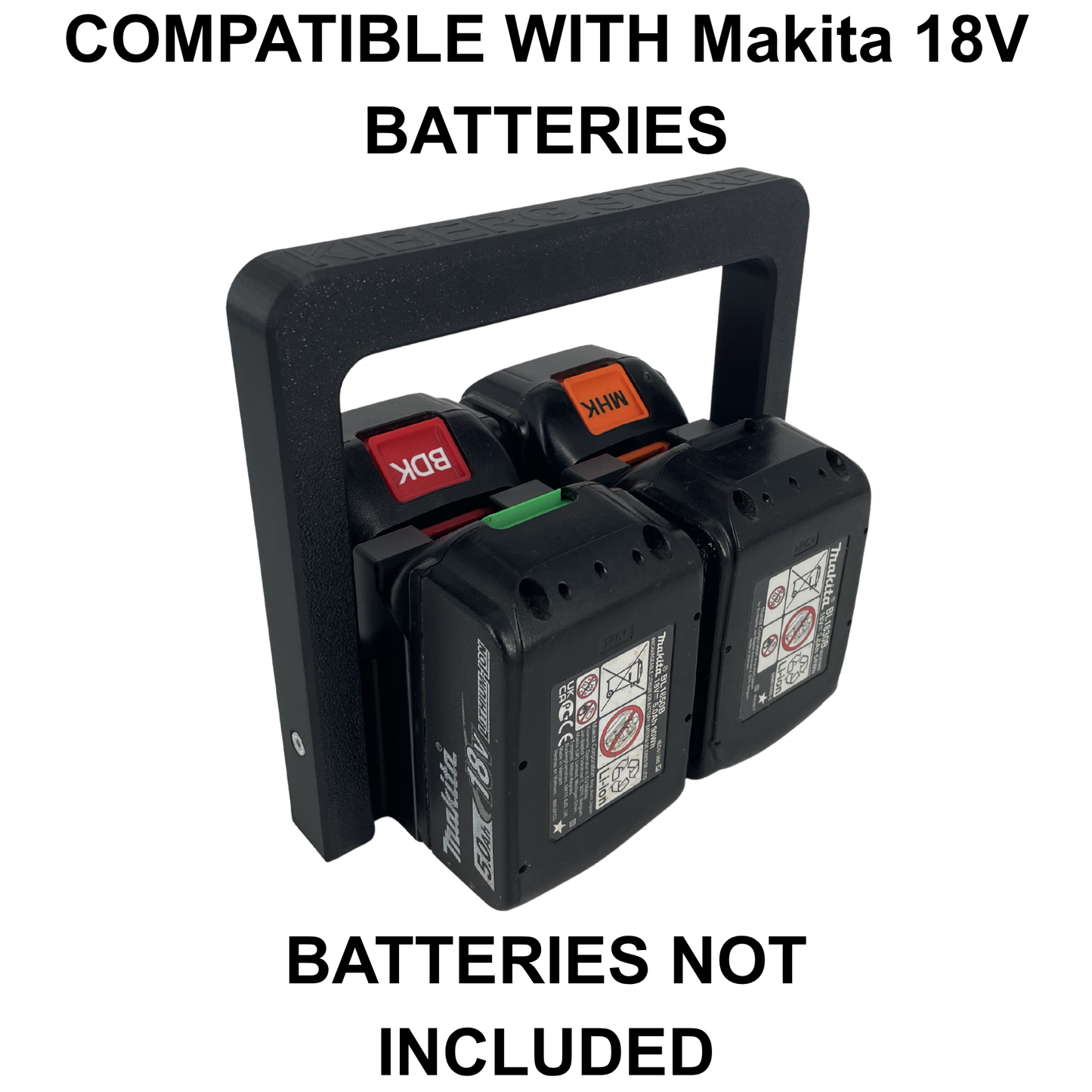 KIBERG Akkuträger für Makita 18V LXT | Batteriehalter mit Tragegriff | 4 oder 6 Akkus | Werkstatt Ordnung