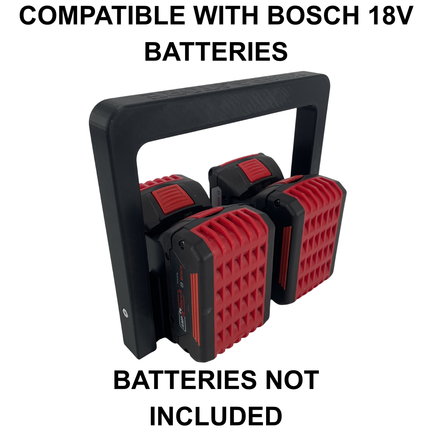KIBERG Akkuträger für Bosch 18V | Batteriehalter mit Tragegriff | 4 oder 6 Akkus | Werkstatt Baustelle Ordnung