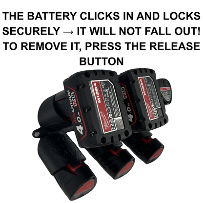 KIBERG Akku Wandhalterung für Milwaukee M12 | 2/4/6/8 Slots | Click-in Verriegelung | Robustes PETG | Made in Austria