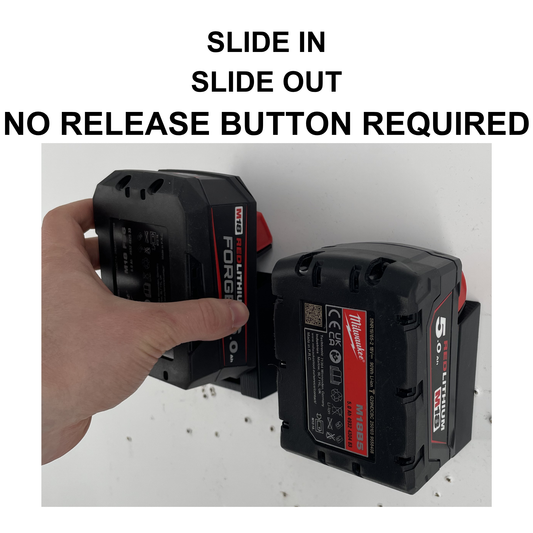 KIBERG Wandhalterung für Milwaukee M18 Akku | Slide-In System ohne Auslöseknopf | Werkstatt & Garage
