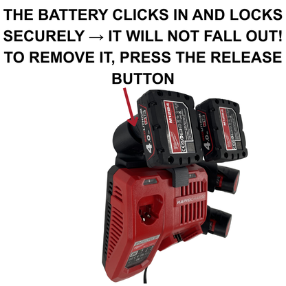 KIBERG Wandhalterung für Milwaukee M12 Ladegerät & Akkus | Slide-In System | M12-18FC & M12-18C | 2 oder 4 Akkuplätze