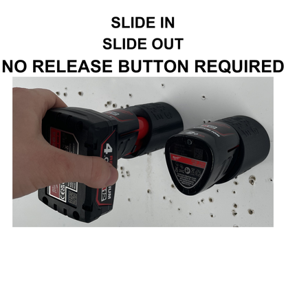 KIBERG Akku Wandhalterung für Milwaukee M12 | Slide-In ohne Entriegelung | PETG Werkstatt Organizer
