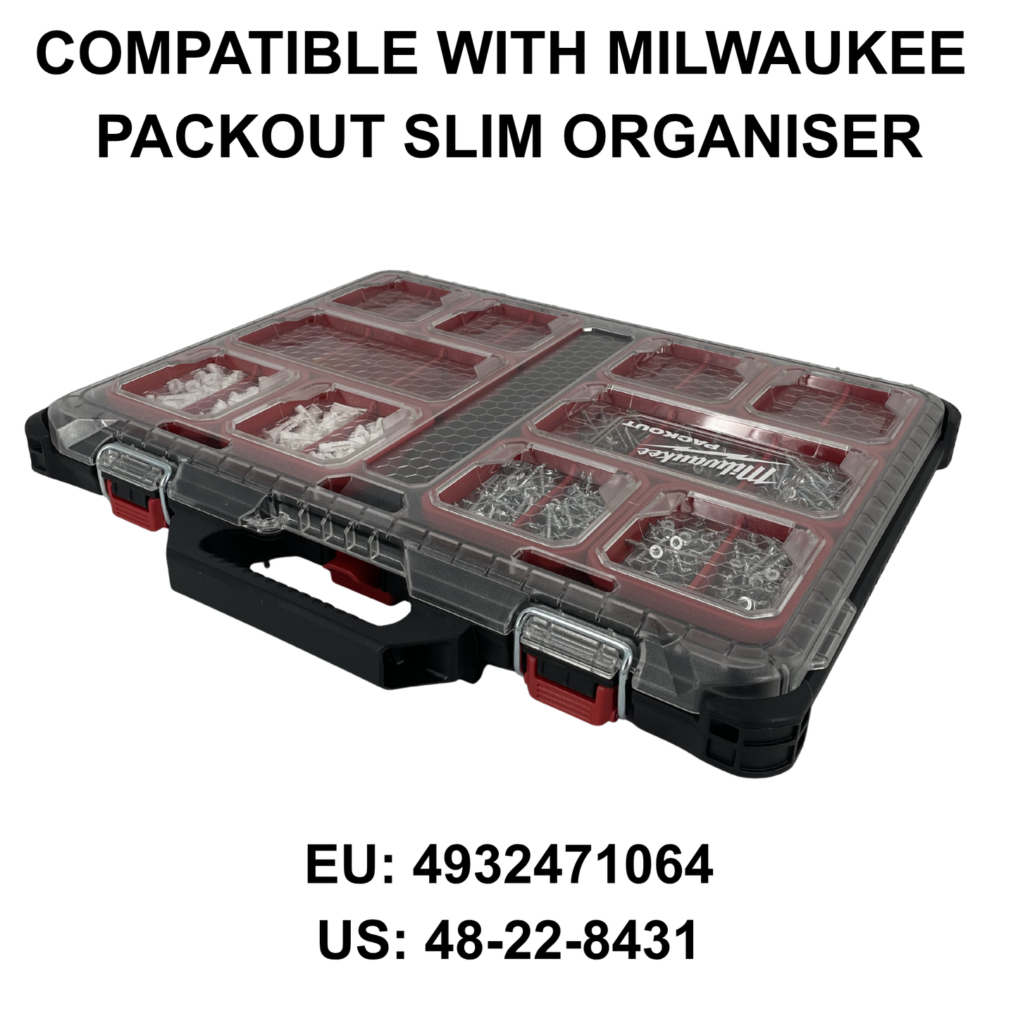 Personalisiertes KIBERG Clip-on Label für Milwaukee Packout Slim Organiser | Wunschtext 16 Zeichen | 9 Farbkombinationen