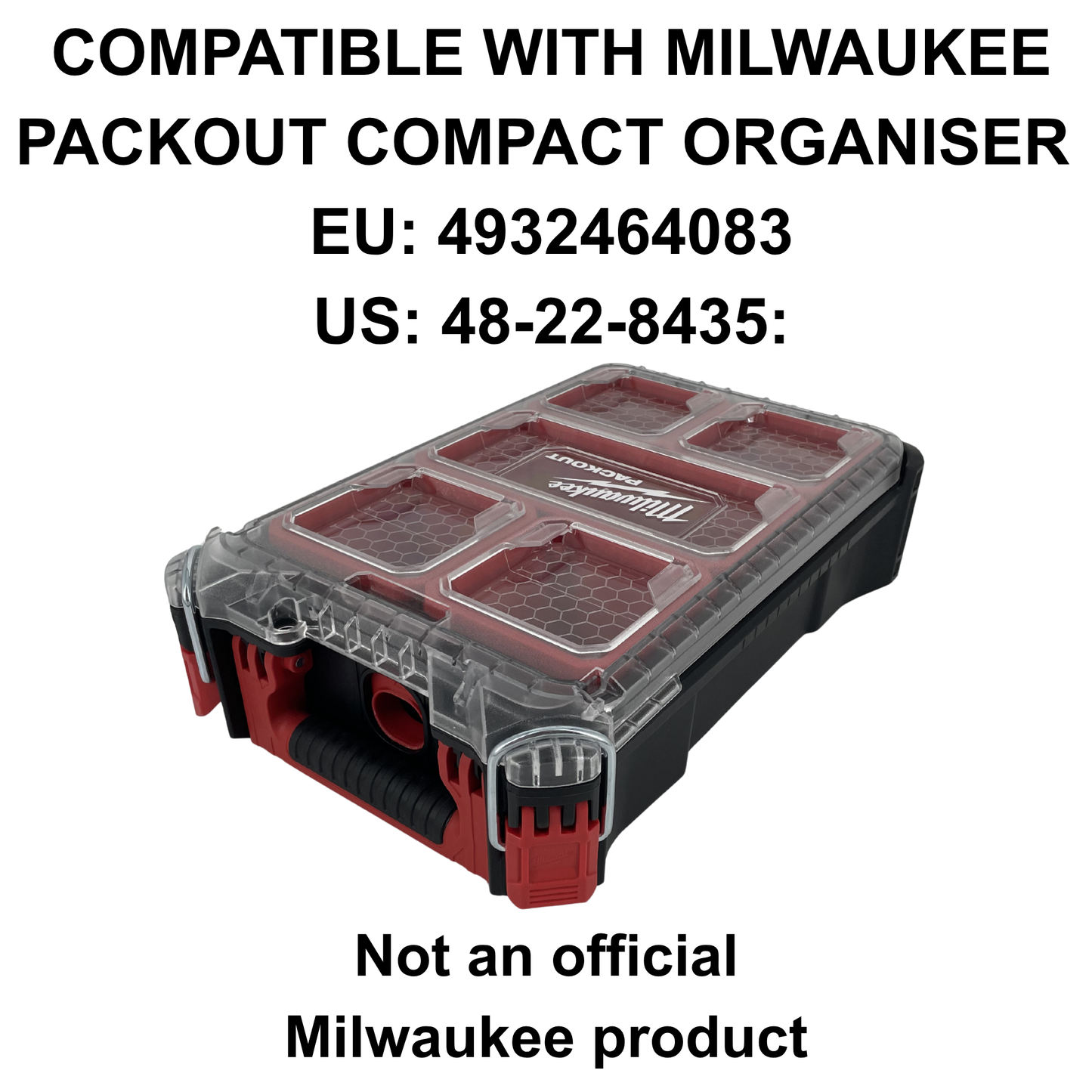 KIBERG Akku-Inlay für Milwaukee Packout Compact Organiser | Platz für 20 M12 2Ah Akkus | Verstecktes AirTag-Fach | Schwarz oder Rot