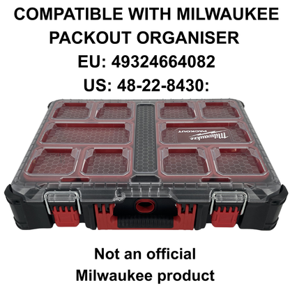 Personalisierter KIBERG Griff für Milwaukee Packout Organiser | Wunschtext & Farbe | 2-Minuten-Montage ohne Bohren