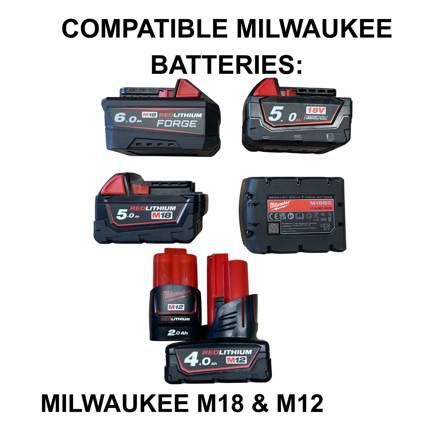 KIBERG Akkuträger für Milwaukee M18 & M12 | Batteriehalter Tragegriff | 4 oder 6 Akkus | Werkstatt Ordnung