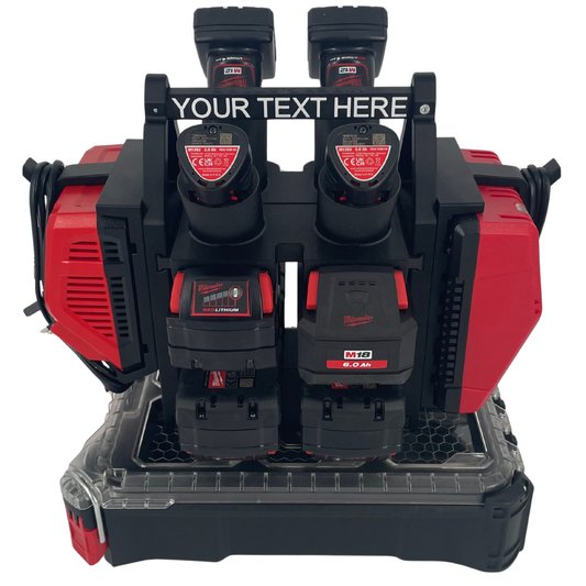 Personalisiertes Milwaukee Akku- & Ladegerät-Tragesystem (hält bis zu 12 M18 & M12 Akkus) - Packout Kompatibel