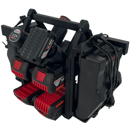 Bosch Akku- & Ladegerät-Tragesystem – Tragbarer Organizer für bis zu 12 Akkus (12V & 18V)